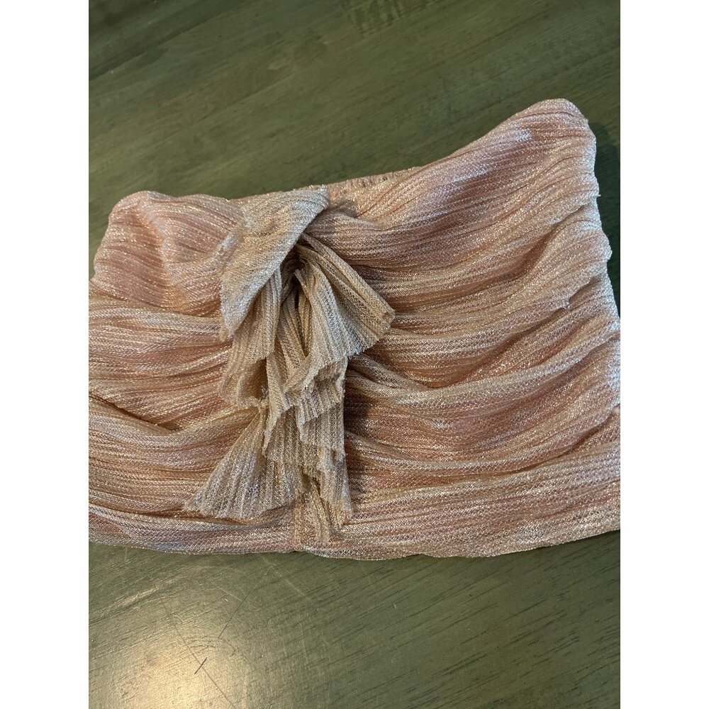 Maeve By Anthropologie Ruched Metallic Pink Strapless Top S - Picture 2 of 6